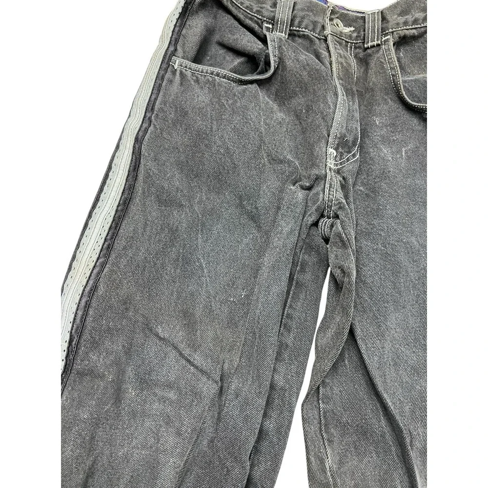 Vintage JNCO Tribal Crown Stripes Baggy Fit Black Jeans‎ Boys 14 Womens 26x26
